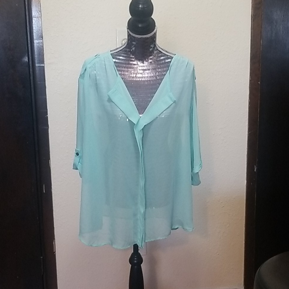 Seafoam/Mint Sheer top